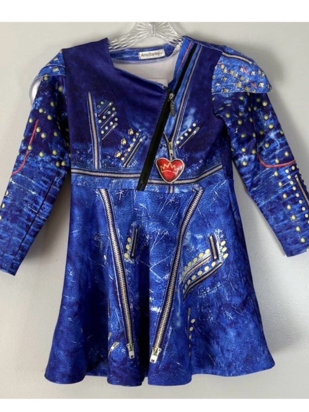 Disney Evie-Inspired Royal Blue Costume Dress with Heart Charm